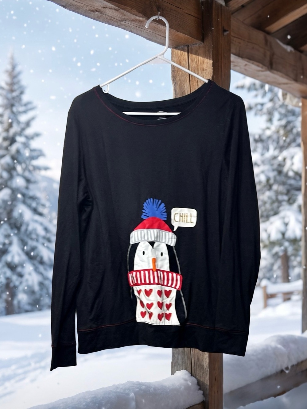 Black Women’s Penguin Graphic Sweater - 'Chill'